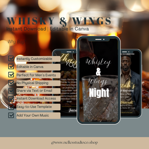 Editable Animated Digital Invite Masculine Events | Instant Download Customizable