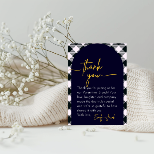 Blue Plaid Valentine’s Brunch Invite & Thank You Card | Romantic Digital Event Template