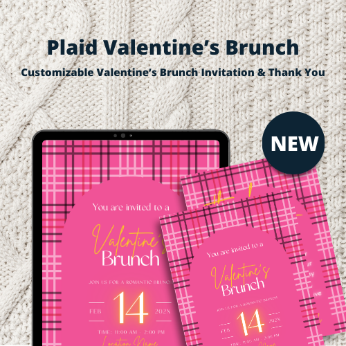 Pink Valentine’s Brunch Invite & Thank You Cards | Editable Canva Template