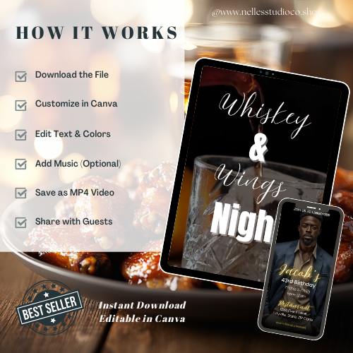 Editable Animated Digital Invite Masculine Events | Instant Download Customizable