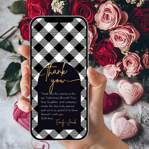 Editable Black Plaid Valentine's Brunch Invitation Template – Digital Download